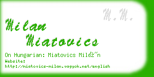 milan miatovics business card